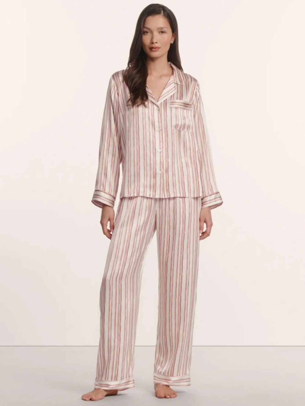 Eberjey Inez Washable Silk Printed Striped PJ Set
